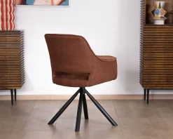 Lot de 2 fauteuils de repas pivotants en tissu bi texturé cuivré 