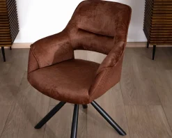 Lot de 2 fauteuils de repas pivotants en tissu bi texturé cuivré 