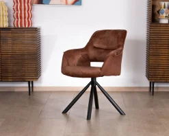 Lot de 2 fauteuils de repas pivotants en tissu bi texturé cuivré 