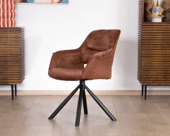 Lot de 2 fauteuils de repas pivotants en tissu bi texturé cuivré 