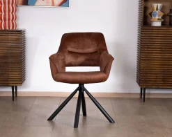 Lot de 2 fauteuils de repas pivotants en tissu bi texturé cuivré 