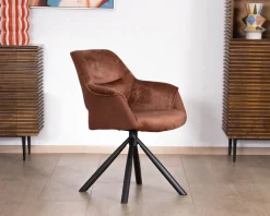 Lot de 2 fauteuils de repas pivotants en tissu bi texturé cuivré 