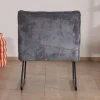 Lot de 2 fauteuils sans accoudoirs en velours cotelé gris "Calvin"