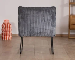 Lot de 2 fauteuils sans accoudoirs en velours cotelé gris "Calvin"