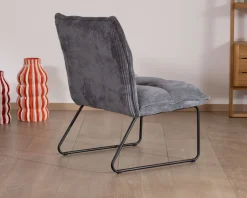 Lot de 2 fauteuils sans accoudoirs en velours cotelé gris 