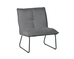 Lot de 2 fauteuils sans accoudoirs en velours cotelé gris 