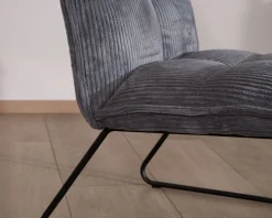 Lot de 2 fauteuils sans accoudoirs en velours cotelé gris 