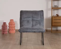 Lot de 2 fauteuils sans accoudoirs en velours cotelé gris 
