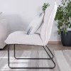Lot de 2 fauteuils sans accoudoirs en velours côtelé blanc "Calvin" pieds métal