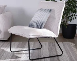 Lot de 2 fauteuils sans accoudoirs en velours côtelé blanc 