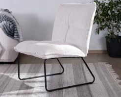 Lot de 2 fauteuils sans accoudoirs en velours côtelé blanc 