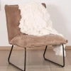 Lot de 2 fauteuils sans accoudoirs en velours côtelé camel "Calvin"