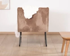 Lot de 2 fauteuils sans accoudoirs en velours côtelé camel "Calvin"