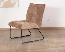 Lot de 2 fauteuils sans accoudoirs en velours côtelé camel 