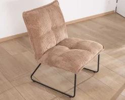 Lot de 2 fauteuils sans accoudoirs en velours côtelé camel 