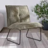 Lot de 2 fauteuils sans accoudoirs en velours cotelé kaki "Calvin"