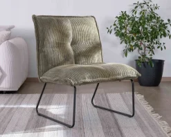Lot de 2 fauteuils sans accoudoirs en velours cotelé kaki "Calvin"