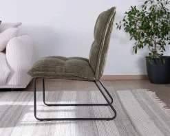 Lot de 2 fauteuils sans accoudoirs en velours cotelé kaki "Calvin"