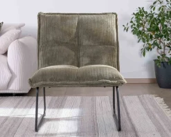 Lot de 2 fauteuils sans accoudoirs en velours cotelé kaki 