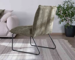 Lot de 2 fauteuils sans accoudoirs en velours cotelé kaki 