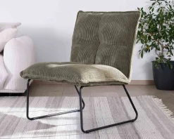 Lot de 2 fauteuils sans accoudoirs en velours cotelé kaki 