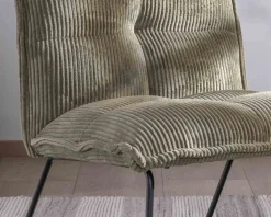 Lot de 2 fauteuils sans accoudoirs en velours cotelé kaki 