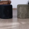 Lot de 2 petits poufs ronds en velours côtelé kaki "Snaw" diamètre 35 cm