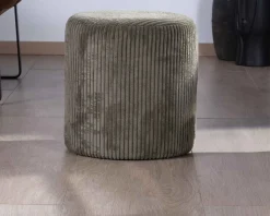Lot de 2 petits poufs ronds en velours côtelé kaki "Snaw" diamètre 35 cm