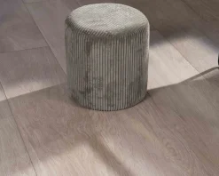 Lot de 2 petits poufs ronds en velours côtelé kaki 
