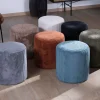 Lot de 2 petits poufs ronds en velours couleur camel "Snaw"