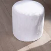 Lot de 2 petits poufs ronds en velours blanc "Snaw"