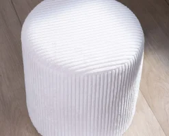 Lot de 2 petits poufs ronds en velours blanc "Snaw"