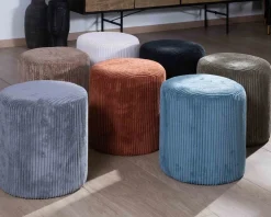 Lot de 2 petits poufs ronds en velours blanc