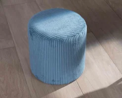 Lot de 2 poufs bleu pétrole en velours côtelé "Snaw" diamètre 35 cm
