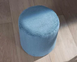 Lot de 2 poufs bleu pétrole en velours côtelé 