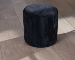 Lot de 2 poufs noirs en velours côtelé "Snaw" diamètre 35 cm