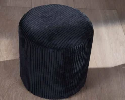 Lot de 2 poufs noirs en velours côtelé 