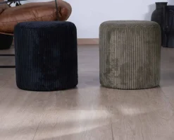Lot de 2 poufs noirs en velours côtelé 