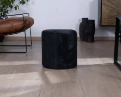 Lot de 2 poufs noirs en velours côtelé 