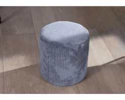 Lot de 2 poufs ronds en velours côtelé gris "Snaw" diamètre 35 cm