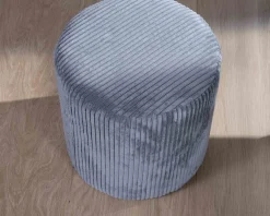 Lot de 2 poufs ronds en velours côtelé gris 