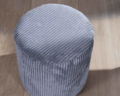 Lot de 2 poufs ronds en velours côtelé gris 