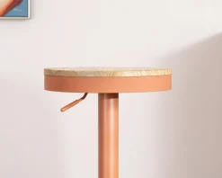 Lot de 2 tabourets de bar réglables en hauteur "Juo" bois et métal terracotta