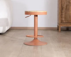 Lot de 2 tabourets de bar réglables en hauteur "Juo" bois et métal terracotta