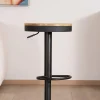 Lot de 2 tabourets réglables en hauteur avec assise bois "Juo" en métal noir