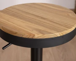 Lot de 2 tabourets réglables en hauteur avec assise bois