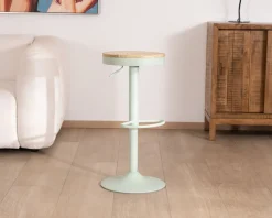 Lot de 2 tabourets réglables avec assise bois "Juo" en métal vert acidulé