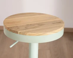 Lot de 2 tabourets réglables avec assise bois "Juo" en métal vert acidulé