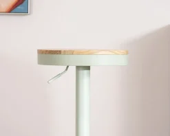 Lot de 2 tabourets réglables avec assise bois 