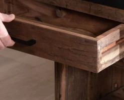Îlot de cuisine en teck recyclé avec coin snack extensible 